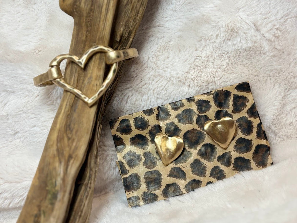Brushed gold heart stud Earrings