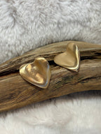 Brushed gold heart stud Earrings