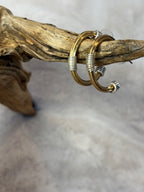 Brushed gold and silver hoop earrings