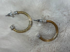 Brushed gold and silver hoop earrings