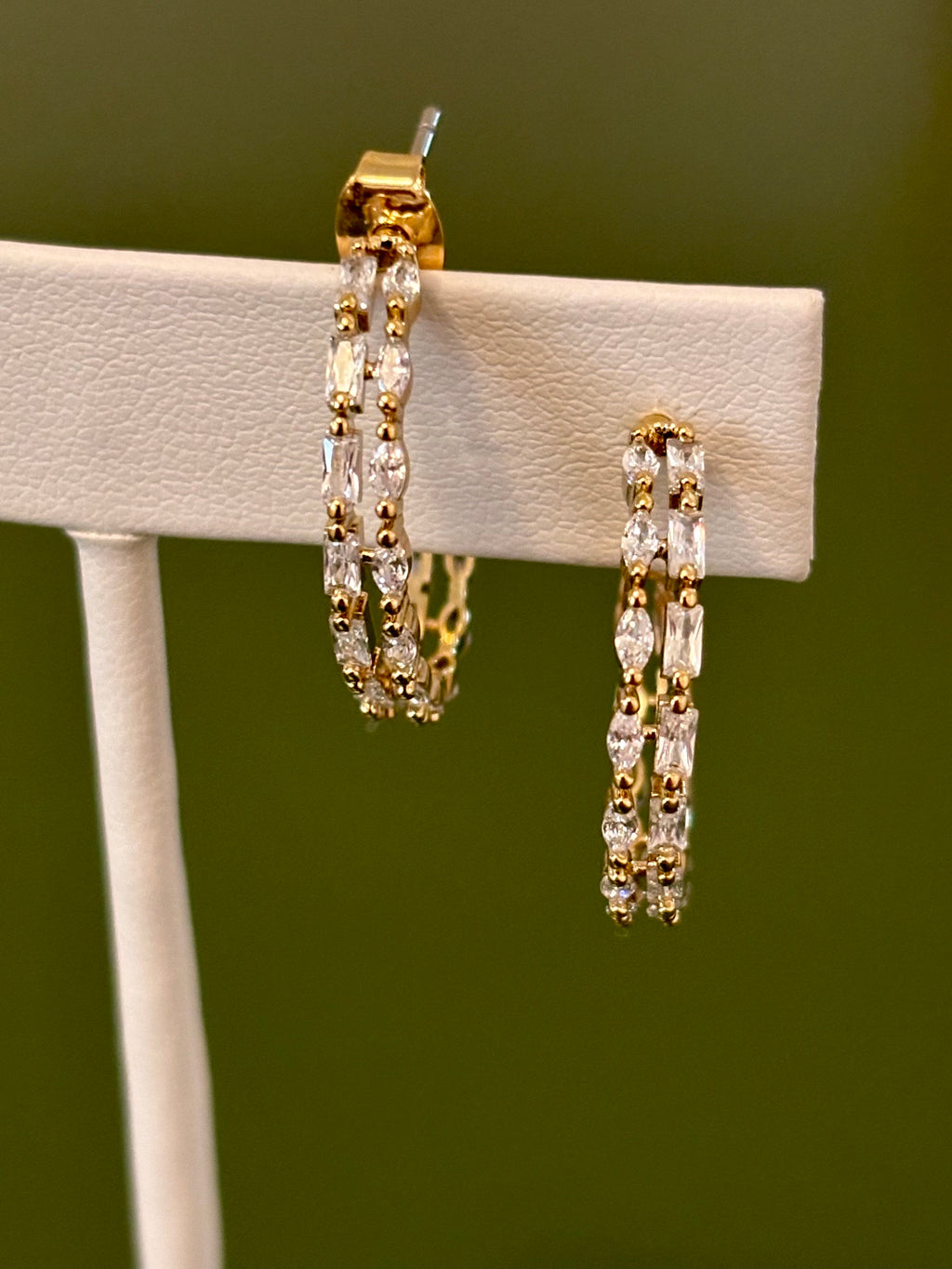 Medium Crystal Double Hoop Earrings