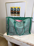 Pink and Green Gingham Tote Bag