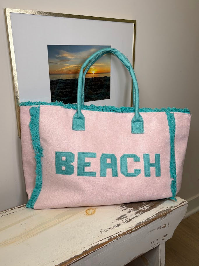 Pink and Teal Beach Tote