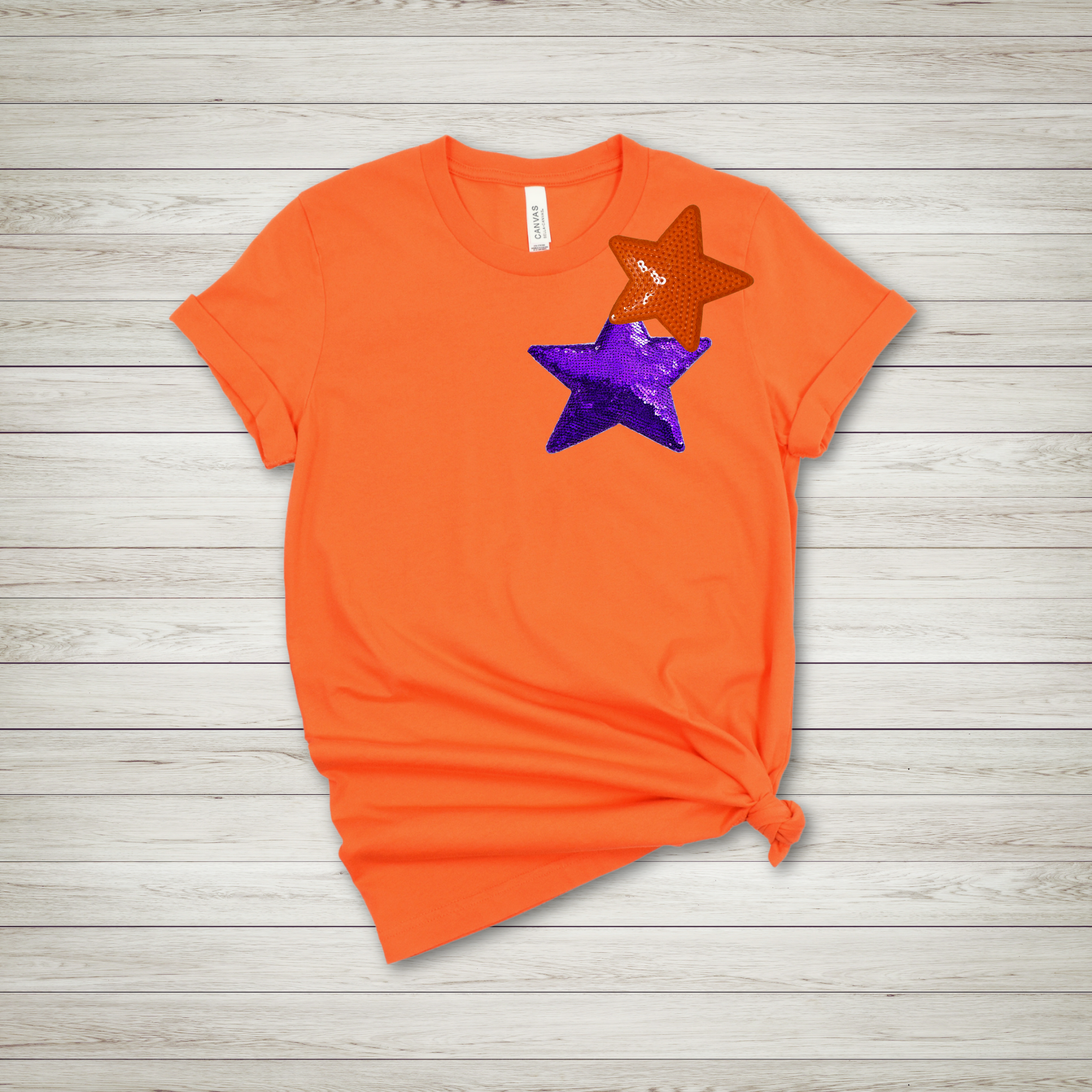 Purple and Orange Stars -  Sequin Patch