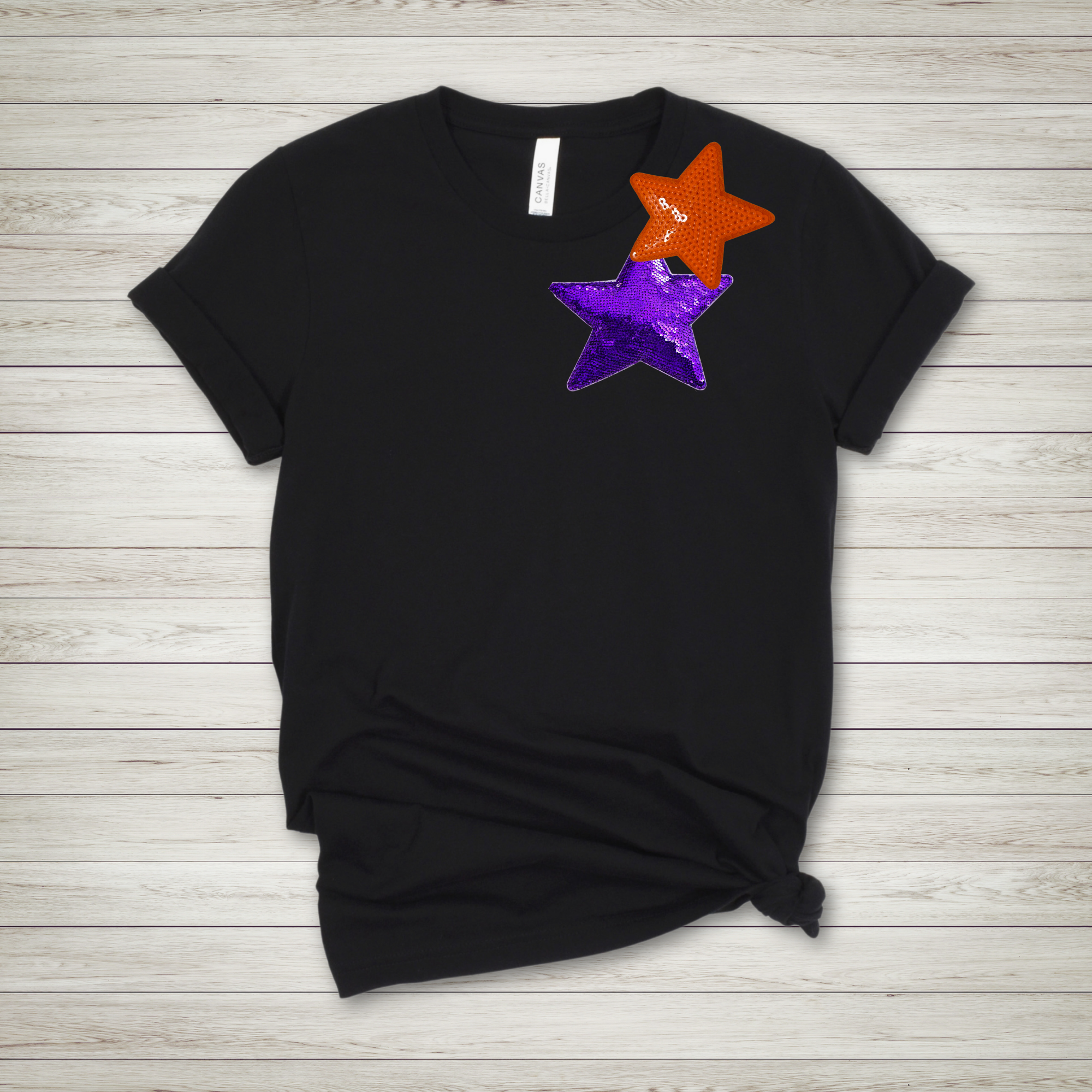 Purple and Orange Stars -  Sequin Patch