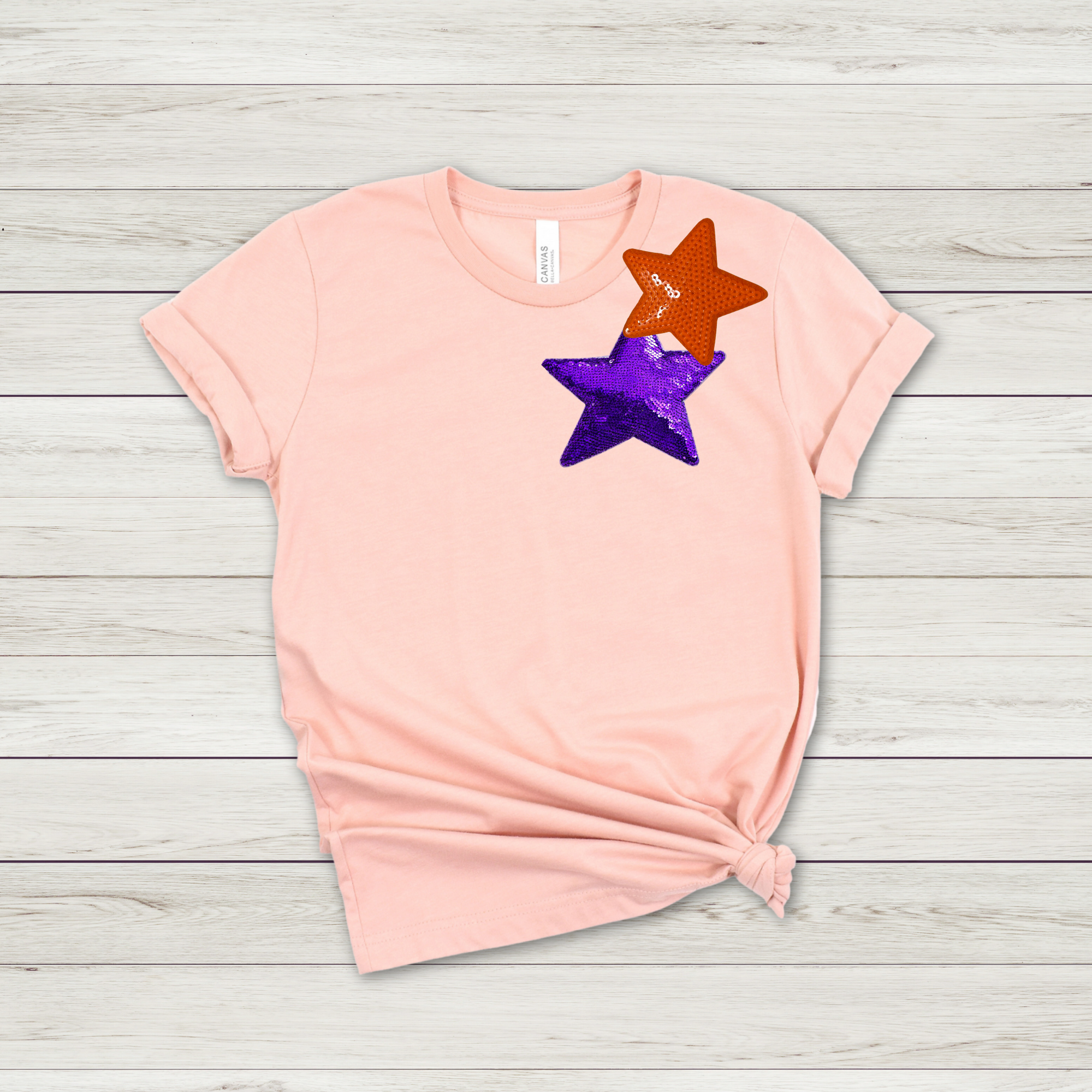 Purple and Orange Stars -  Sequin Patch
