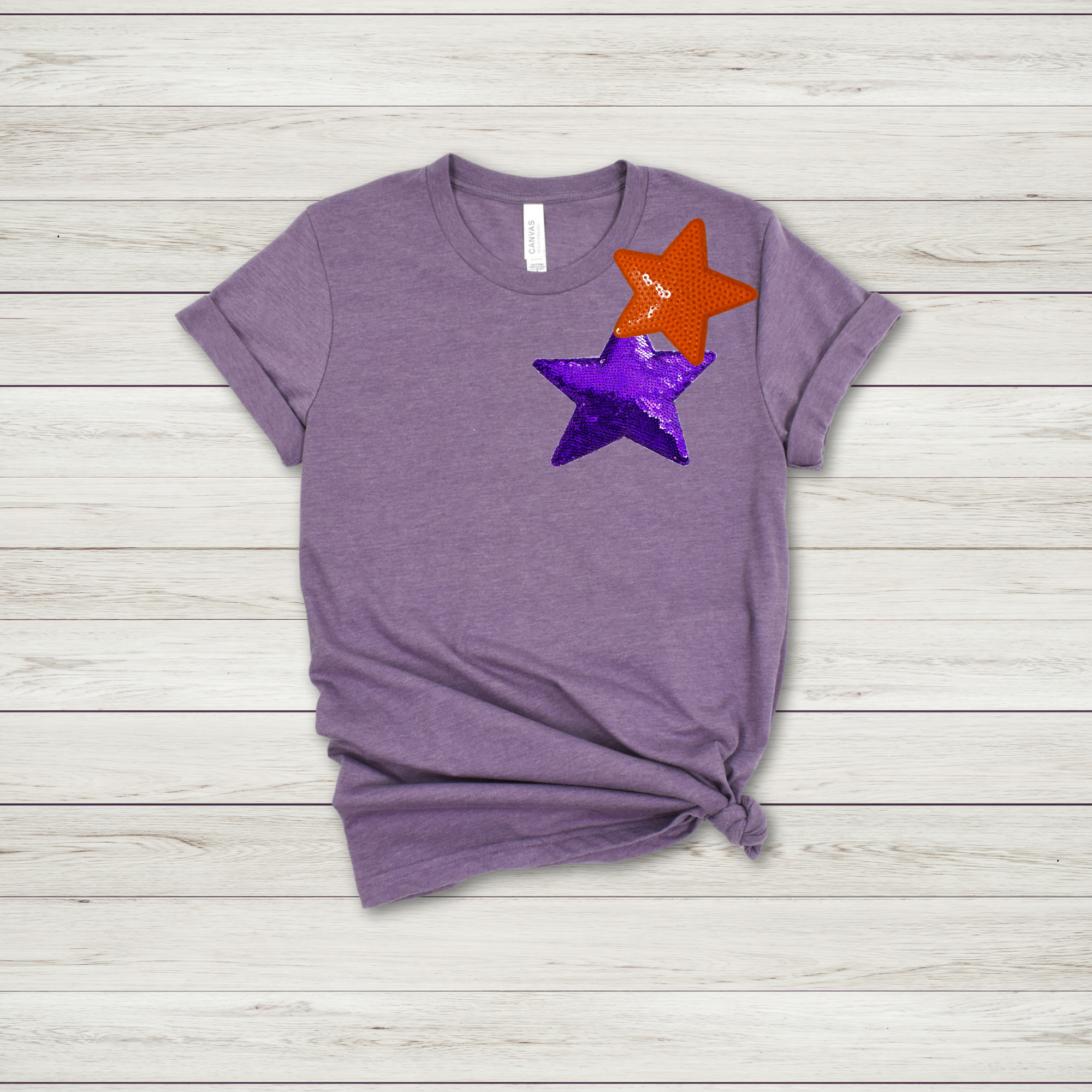 Purple and Orange Stars -  Sequin Patch