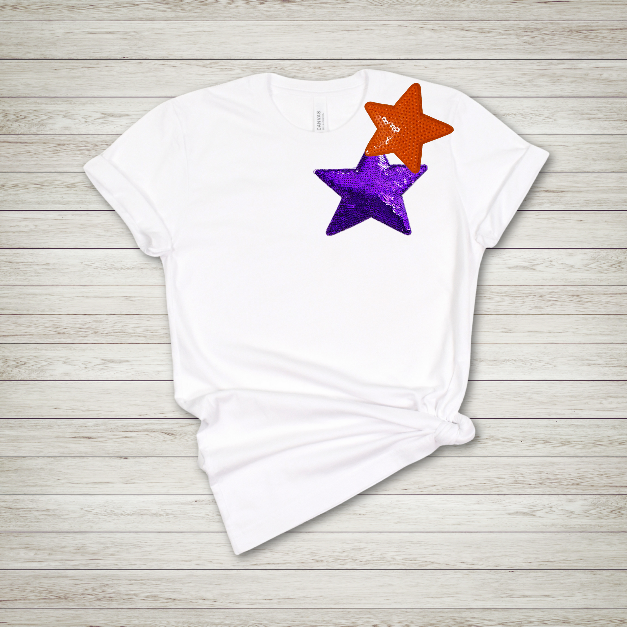 Purple and Orange Stars -  Sequin Patch