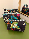 Quilted Black Floral Cosmetic Bags