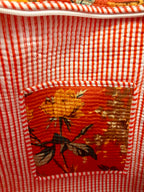 Quilted Burnt Orange Bird Garden Tote Bag