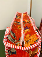 Quilted Burnt Orange Bird Garden Tote Bag