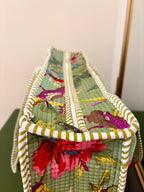 Quilted Green Floral Tote Bag