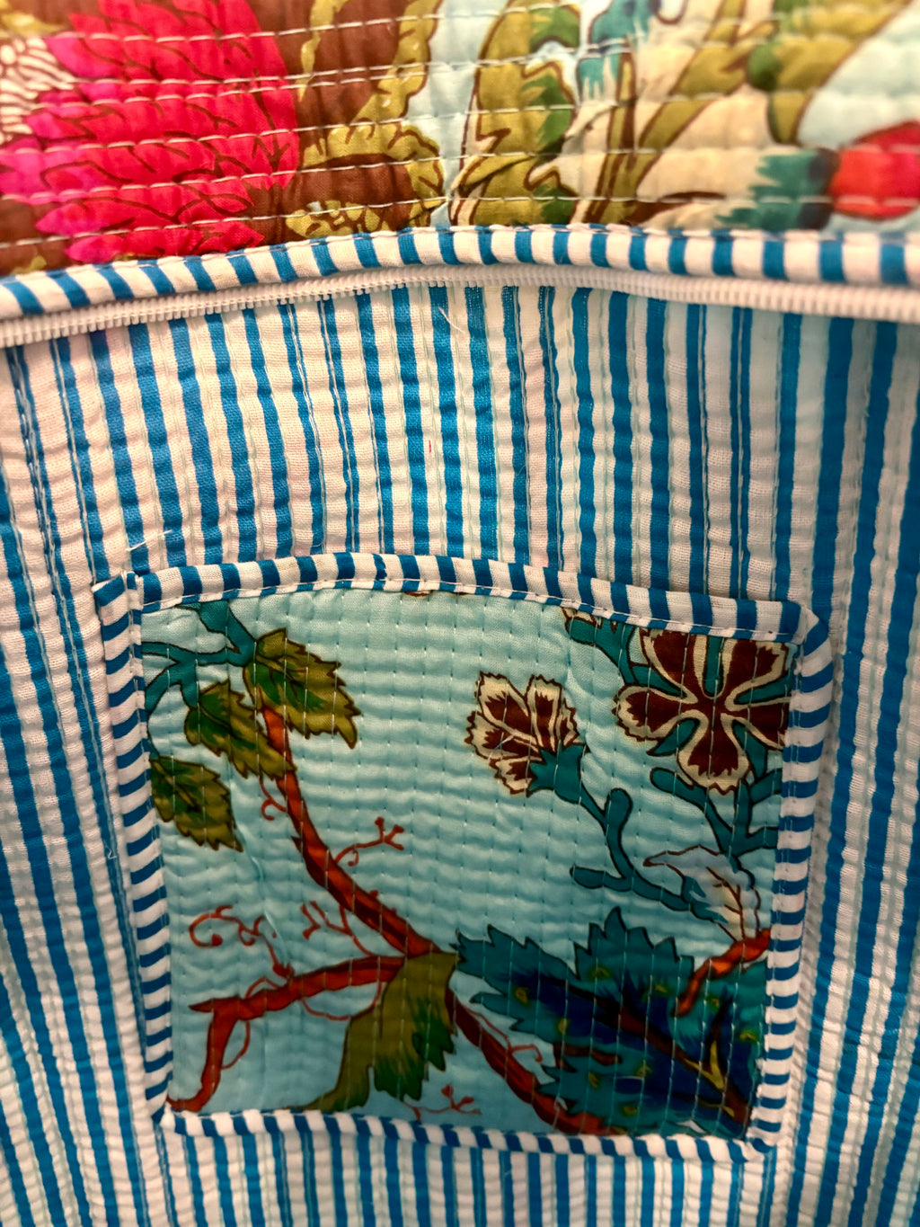 Quilted Mint Floral Tote Bag