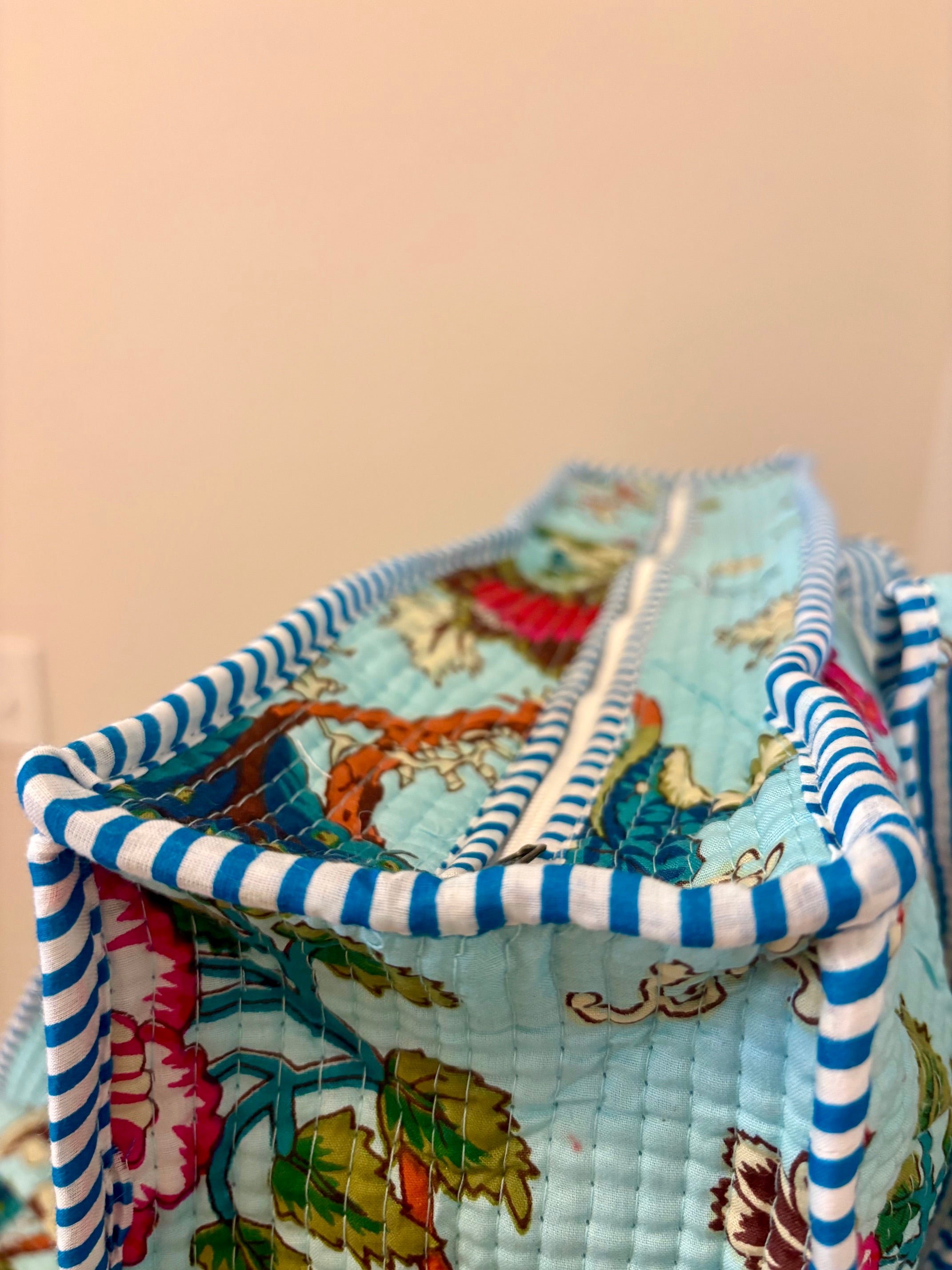 Quilted Mint Floral Tote Bag