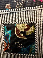 Quilted Black Floral Tote Bag