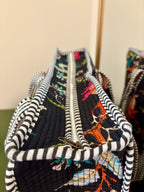 Quilted Black Floral Tote Bag
