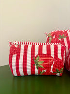 Quilted Strawberry Cosmetic Bags