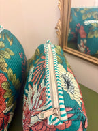 Quilted Teal Floral Cosmetic Bags