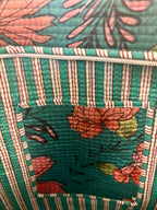 Quilted Teal Floral Tote Bag