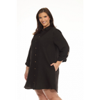Black Button Down Dress with Gold Metal Hardware.