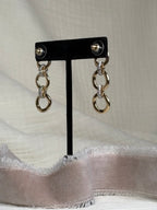 Brushed Gold and Silver Tri-Oval Dangle Earrings