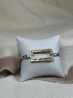 Hammered Silver with Gold Rectangle Bracelet