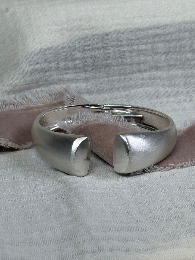 Brushed Silver Hinged Bangle