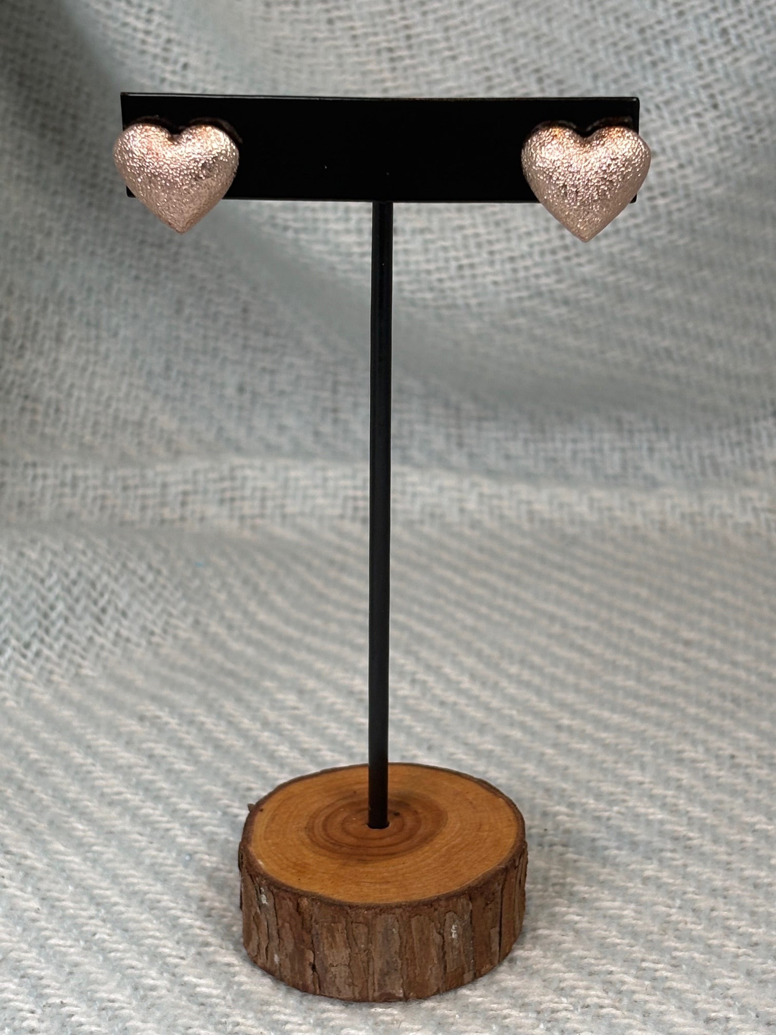 Shiny Rose Gold Heart Stud Earrings