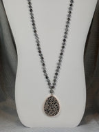 Dalmation Pendant with Stone Bead Necklace