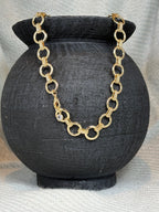 Gold Circle With Gold Etched Links Necklace