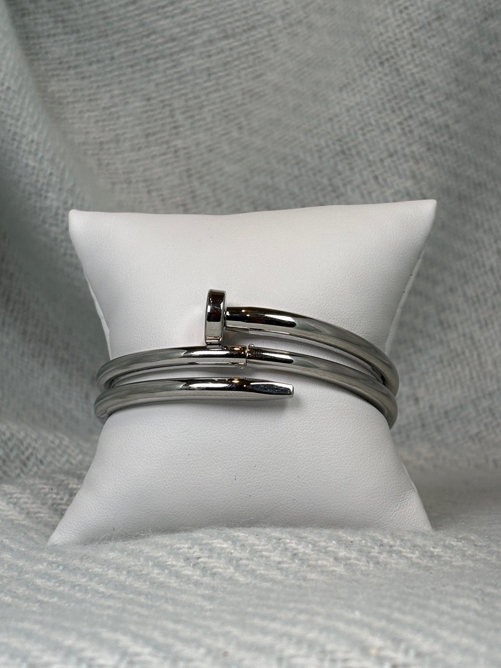Nailed It silver hinged bangle