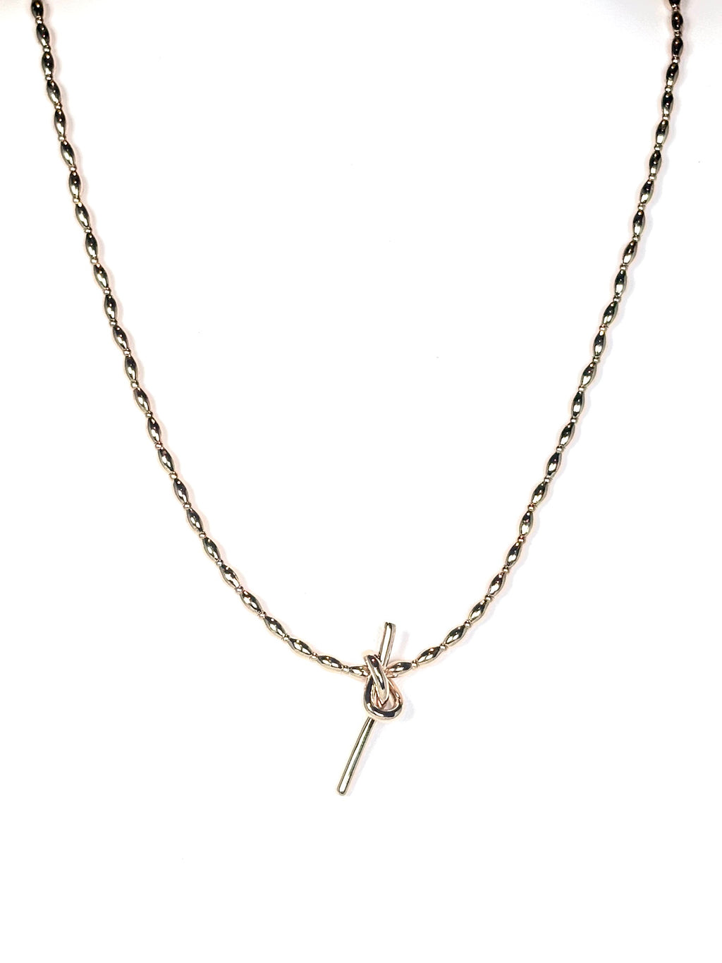 Gold Rice Beads with Gold Knot Necklace