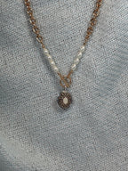 Designer Inspired Medallion with Opal and Pearl Necklace