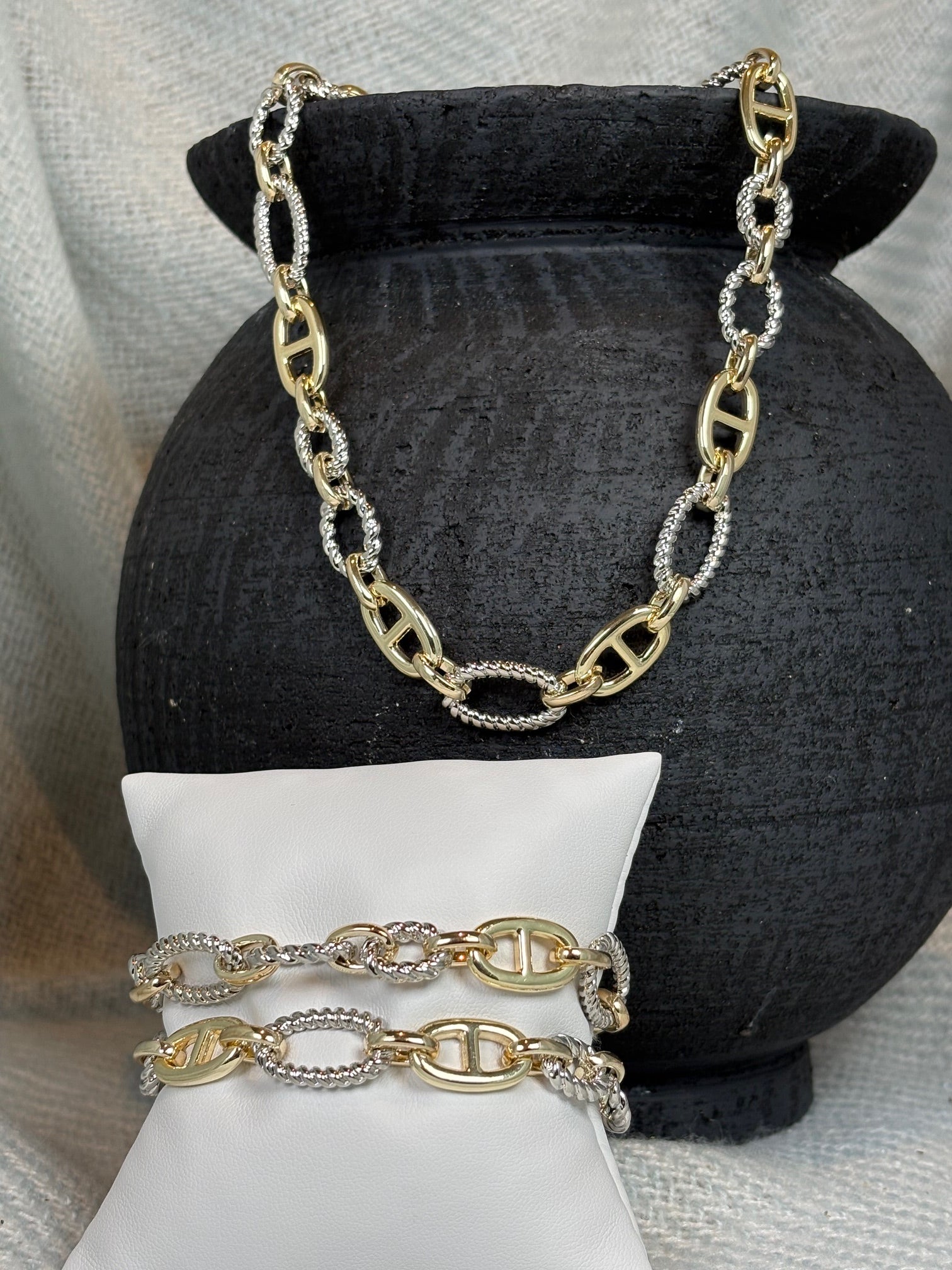 Gold Mariner Link with Silver Accent Links Necklace
