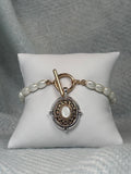 Designer Inspired Medallion with Opal and Pearl Bracelet