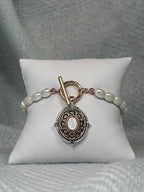 Designer Inspired Medallion with Opal and Pearl Bracelet