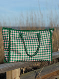 Pink and Green Gingham Tote Bag