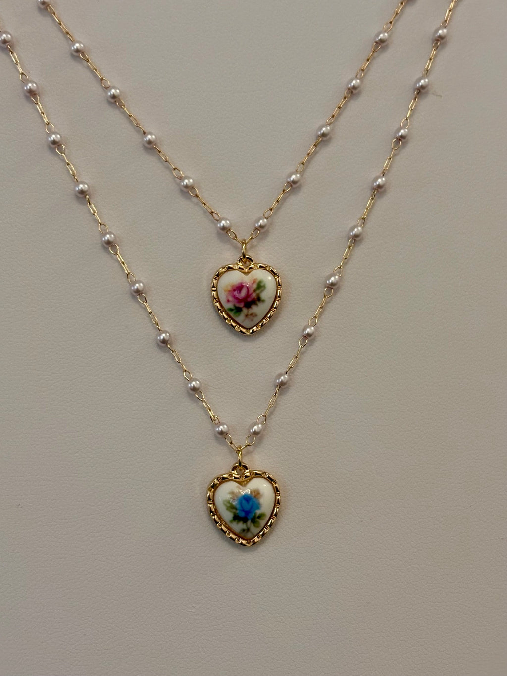 Cottage Rose Heart Necklace
