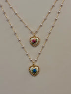 Cottage Rose Heart Necklace