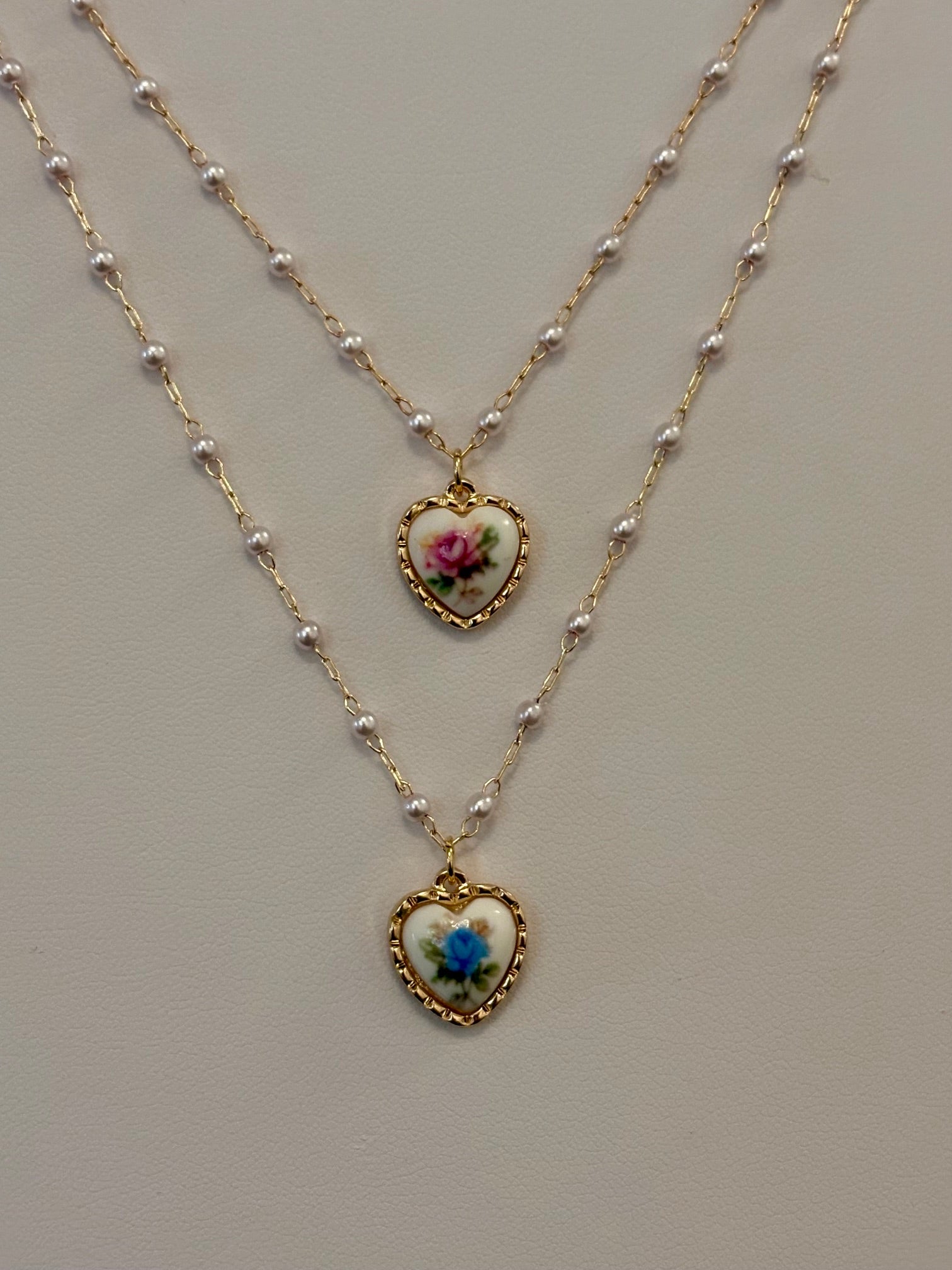 Cottage Rose Heart Necklace