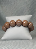 Large Shiny Taupe Ball Stretch Bracelet