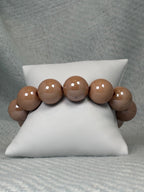 Large Shiny Taupe Ball Stretch Bracelet