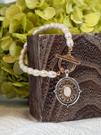 Designer Inspired Medallion with Opal and Pearl Bracelet