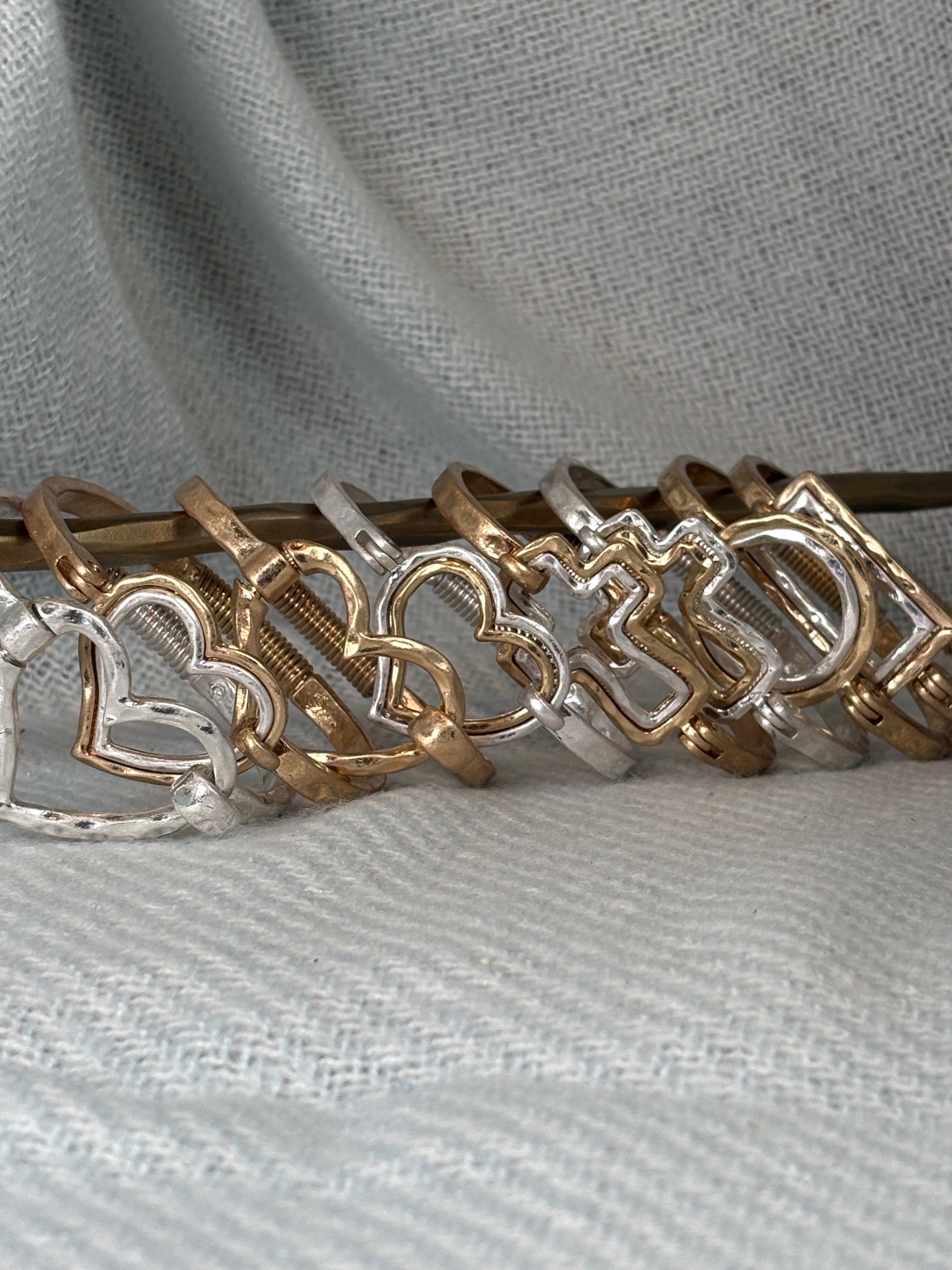 Hammered Gold with Silver Rectangle Bracelet