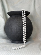White Marbled Semi Precious Stone Necklace with Matching Stretch Bracelet Set