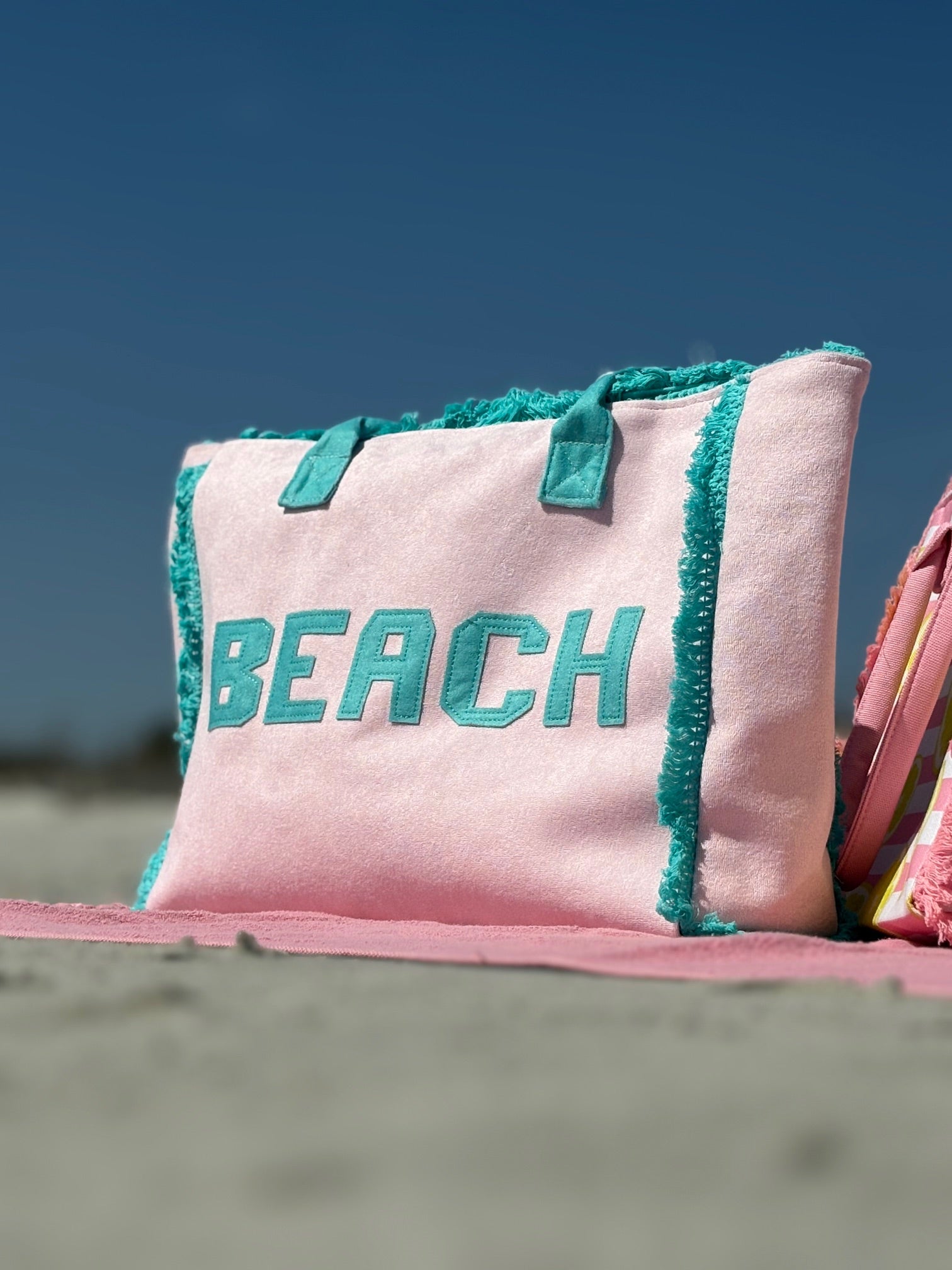 Pink and Teal Beach Tote