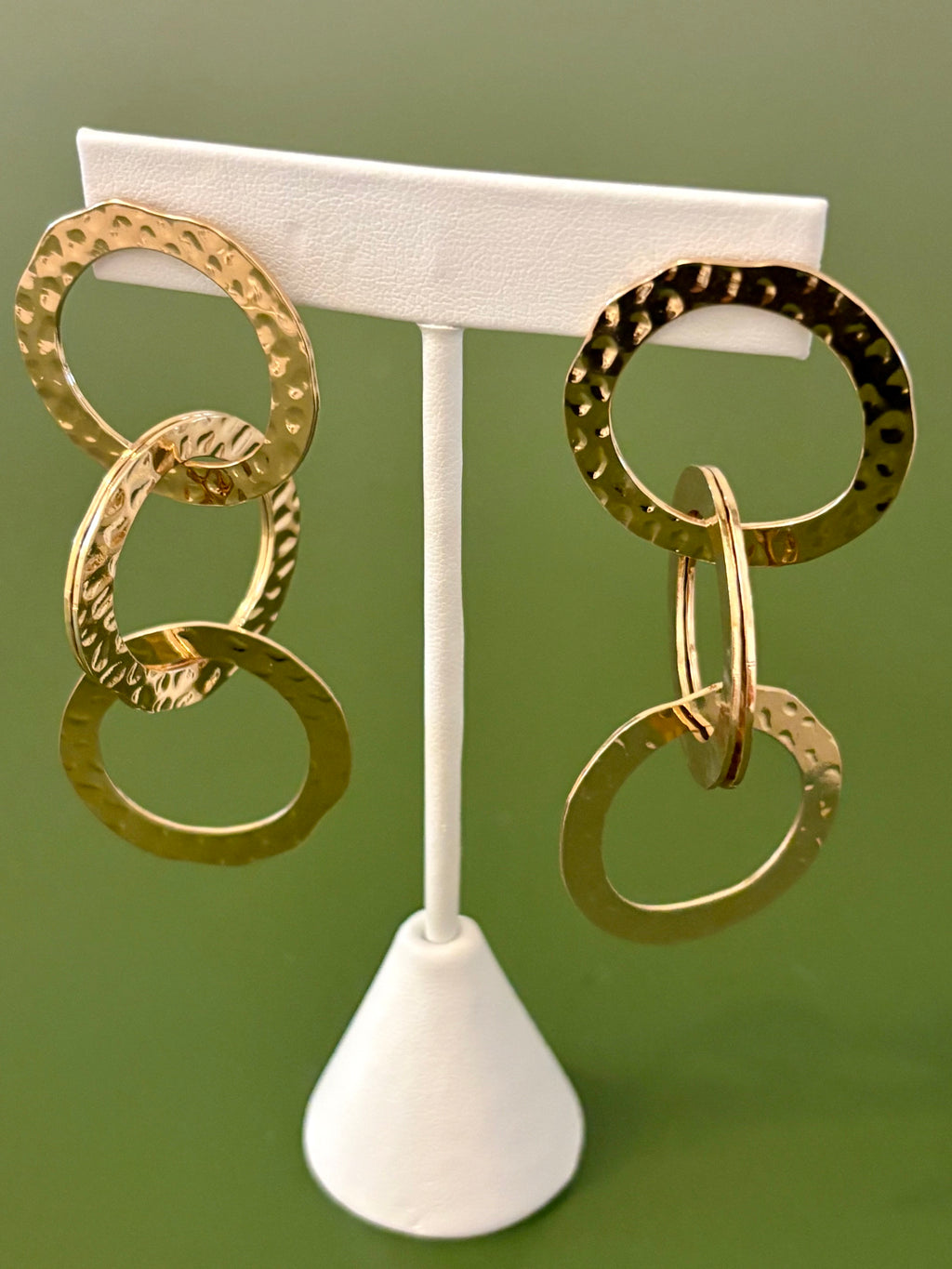 Hammered Circle Trio Dangle Earrings