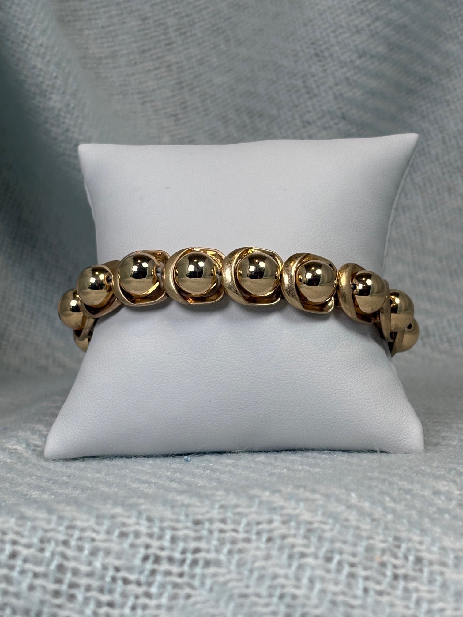 Gold Ball with Gold Surround Stretch Bracelet