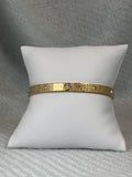 Leather Stamped Gold Hinged Bracelet