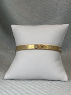 Leather Stamped Gold Hinged Bracelet